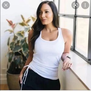 ZYIA White Scrunch Tank